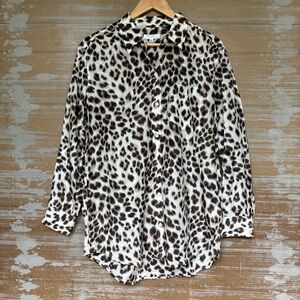Equipment 100% Cotton Cheetah Print Button Down Classic Preppy Basic Womens M